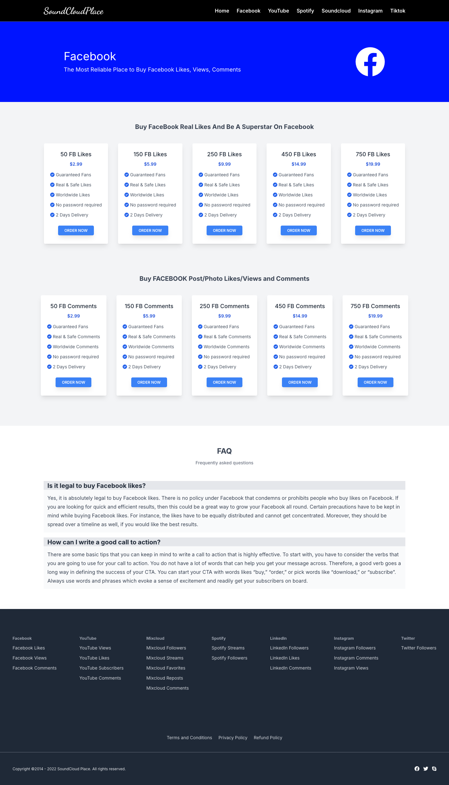 platform page — Facebook packages